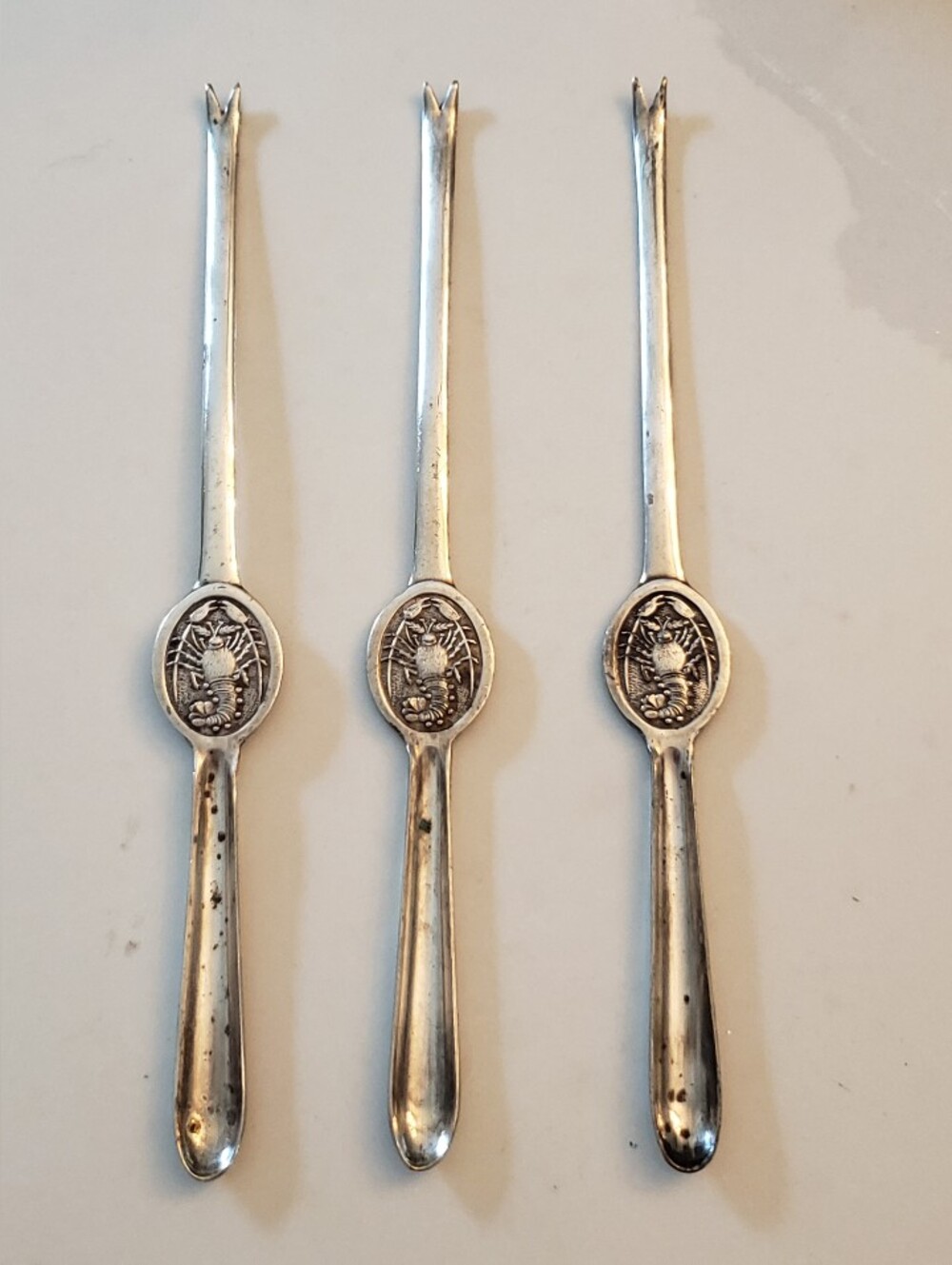 3 Silverplate Lobster Utensils, Sheffield England, Vintage, Used